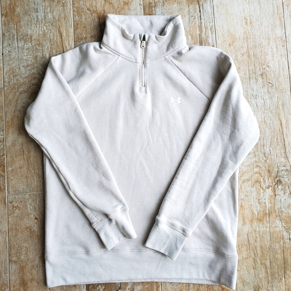 Under Armor Beige Fleece Zip-Up Collar  Sweatshirt